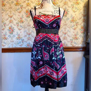Buffalo David Bitton silk spaghetti strap paisley silk dress size medium